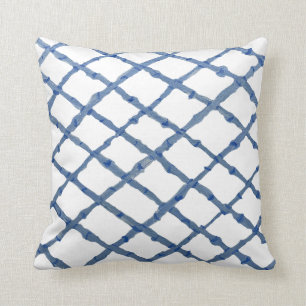 Hand Blue Chinoiserie Fretwork Pillow Dekorativ ku Kudde