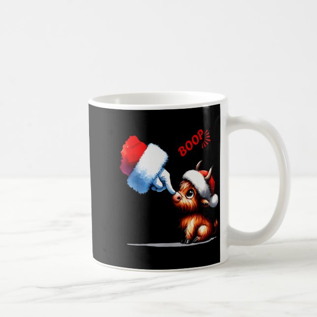 Hand Boop Christmas Highland Cow Santa Farmer Anim Kaffemugg (Höger)