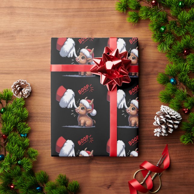 Hand Boop jul Highland ko Santa bonde  Presentpapper (Julgåva)
