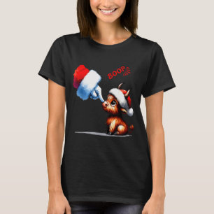 Hand Boop Jul Highland Ko Santa Lantbrukare Anim T Shirt