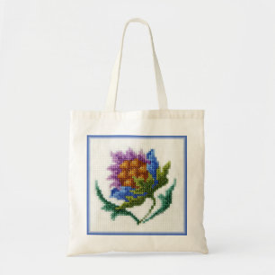 Hand broderade den ljusa blomman tygkasse