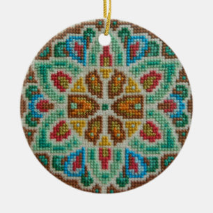 Hand broderade julprydnaden julgransprydnad keramik