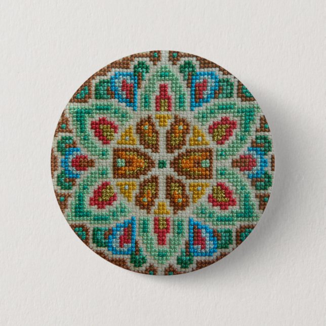 Hand broderade knäppas knapp (Framsida)
