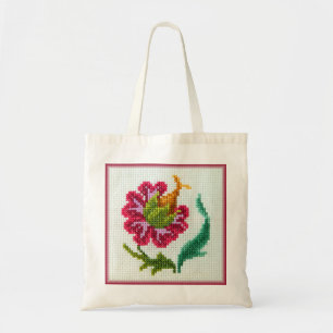 Hand broderade ljus blomma 3 tygkasse