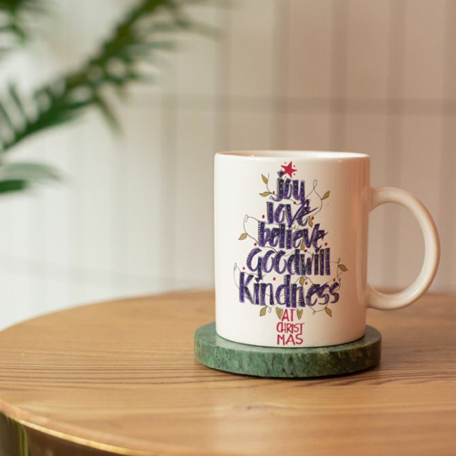Hand Calligraphy Julgran Kaffemugg (Skapare uppladdad)