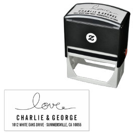 Hand Calligraphy Loopy Kärlek String Modern Bröllo Självfärgande Stämpel