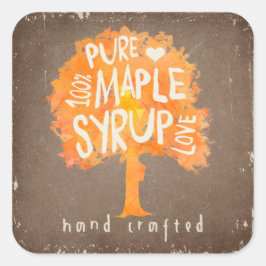 Hand Crasted Maple Syrup Product Label-etikett Fyrkantigt Klistermärke