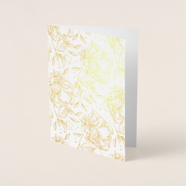 Hand Draw-Blommigt | Alla hjärtans dag | Verklig Folierat Kort (Framsida)