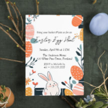 Hand Draw Cute Bunny och ägg Påskägg Hunt
