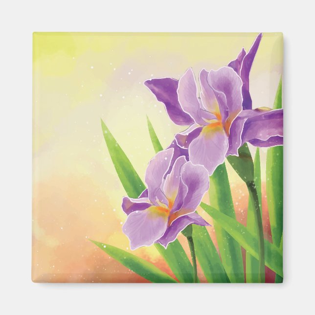 Hand Draw Iris Flower Magnet (Framsidan)
