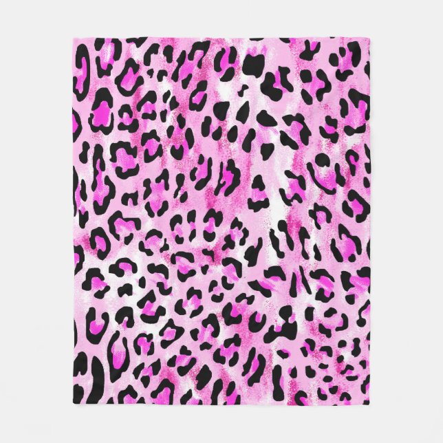 hand draw pink color seamless leopard pattern / il fleecefilt (Framsidan)