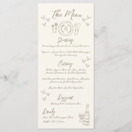 Hand Draw Quirky Whimsical Wedding Meny