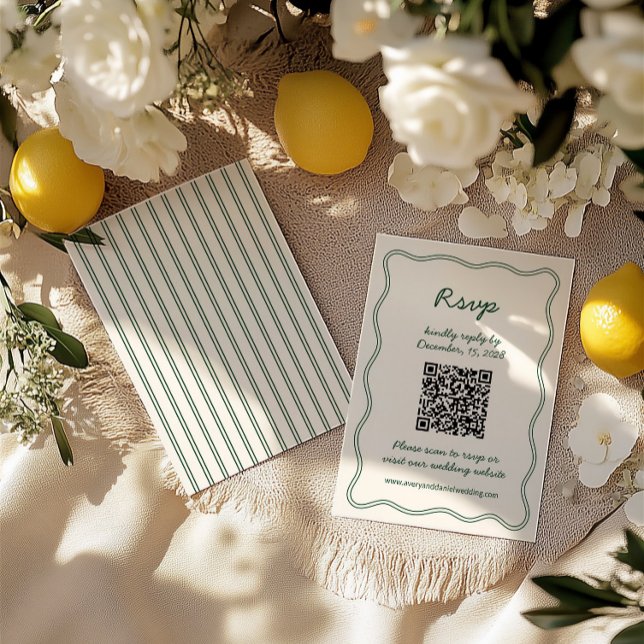 Hand Draw Retro Grönt Handwriter-OSA kort (Hand Draw Retro Green Handwritting RSVP Card)
