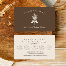 Hand Draw Wheat Bakery Bread Flat Loyalty Card