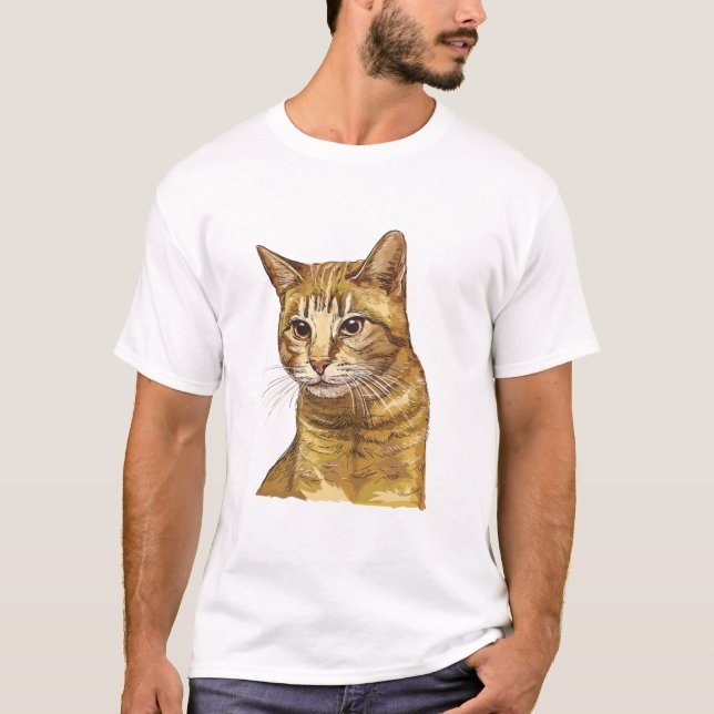 Hand drawing funny red tabby cat t shirt (Framsida)