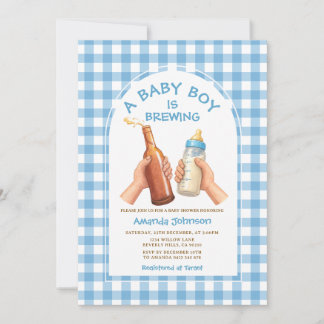 Hand Drawn A baby Boy is brewing coed baby shower Inbjudningar