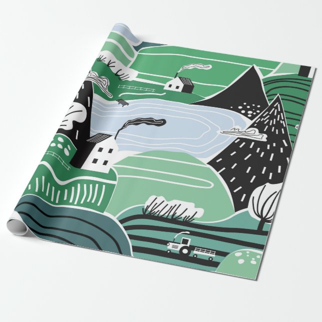 Hand drawn abstract scandinavian graphic illustrat presentpapper (Utrullad)