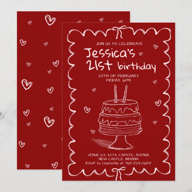 Hand Drawn Adult Scribble Birthday  Inbjudningar (Fram/baksida)