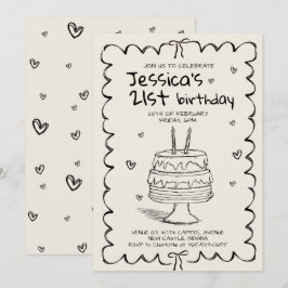 Hand Drawn Adult Scribble Birthday  Inbjudningar