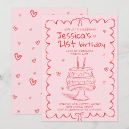 Hand Drawn Adult Scribble Birthday  Inbjudningar