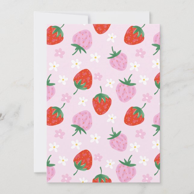 Hand-Drawn Aesthetic Strawberry Seamless Pattern  Inbjudningar (Framsida)