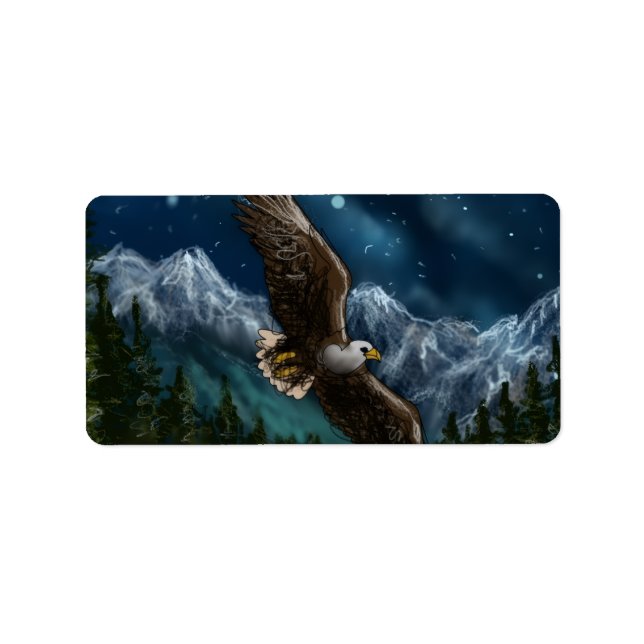 hand drawn and painted eagle in sky adressetikett (Framsidan)