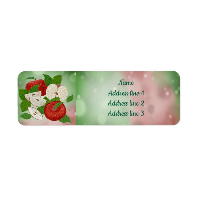 Hand-Drawn Apple Address Labels – Rustic Returadress Etikett (Framsidan)
