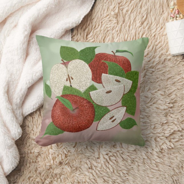 Hand-Drawn Apple Throw Pillow – Farmhouse Orchard  Kudde (Filt)