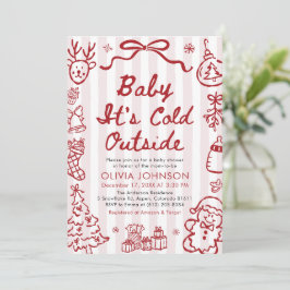 Hand Drawn Baby It's Cold Outside Baby Shower Inbjudningar