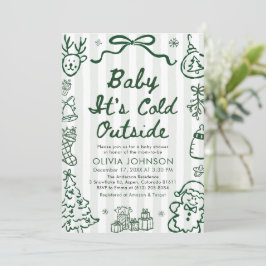 Hand Drawn Baby It's Cold Outside Baby Shower Inbjudningar
