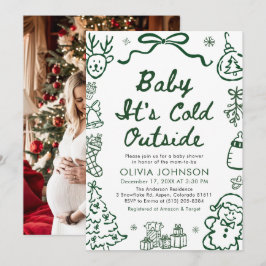 Hand Drawn Baby It's Cold Outside Baby Shower Inbjudningar