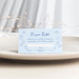Hand Drawn Baby Shower, Bow Boy Diaper Raffle Tilläggskort