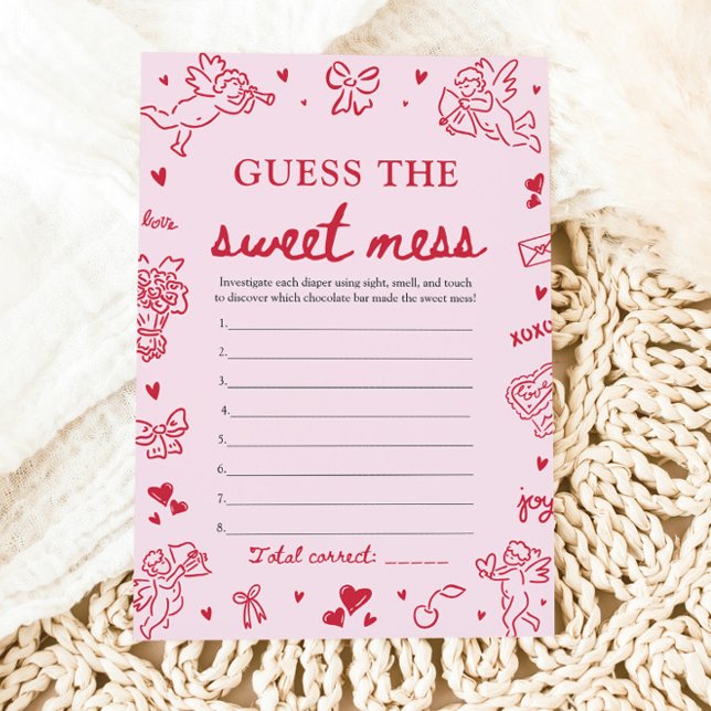 Hand Drawn Baby Shower Guess The Sweet Mess Game Inbjudningar (Hand Drawn Baby Shower Guess The Sweet Mess Game )