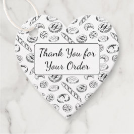 Hand-Drawn Bakery Pattern Heart Thank You Gåvor Etiketter