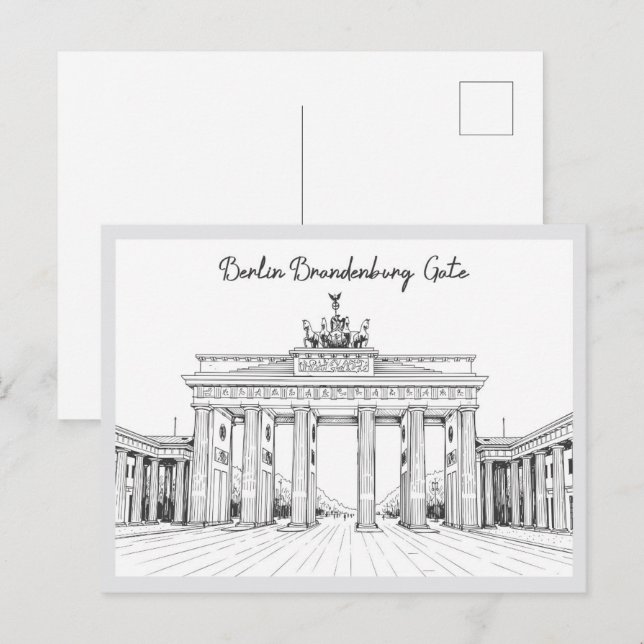 Hand drawn Berlin Brandenburg Gate Germany Vykort (Fram/baksida)