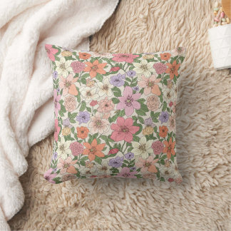 Hand-Drawn Bible Flowers Pattern Kudde