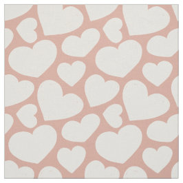 Hand Drawn Big Hearts Pattern Boho Girly Pink Tyg