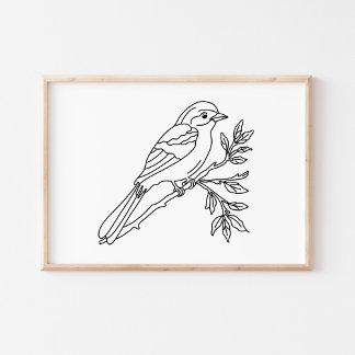 Hand-Drawn Bird Illustration Art Poster