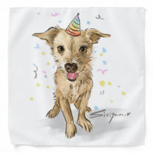 Hand - Drawn Birthday Hund Bandana