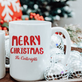 Hand-drawn Block Letters Merry Christmas Greeting Kaffemugg