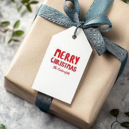 Hand-drawn Block Letters Merry Christmas Greeting Presentetikett