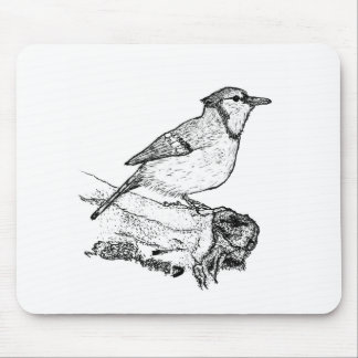 Hand-Drawn Blue Jay Stipple Art Mousepad Musmatta