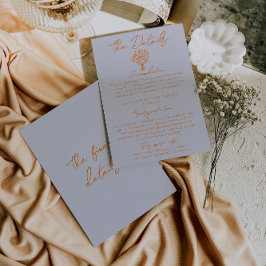 Hand Drawn Blue Orange Floral Wedding Details Tilläggskort