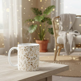 Hand Drawn Boho Leaf Pattern Kaffemugg