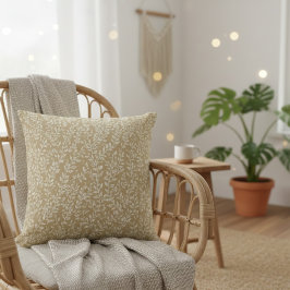 Hand Drawn Boho Leaf Pattern Kudde