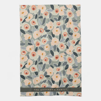 Hand-Drawn Bold Inky Floral Pattern- Sunlit Meadow Kökshandduk