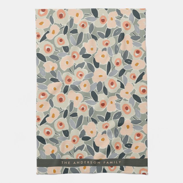 Hand-Drawn Bold Inky Floral Pattern- Sunlit Meadow Kökshandduk (Vertikal)