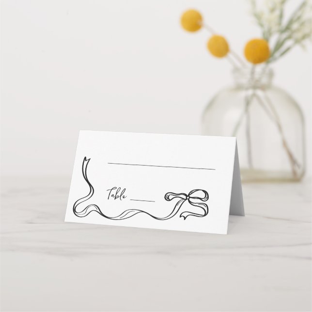 Hand drawn bow champagne tower Wedding  Place card Placeringskort (Framsida)