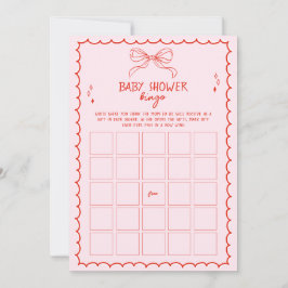 Hand Drawn Bow Christmas Baby Shower Bingo Game Inbjudningar