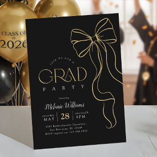 Hand Drawn Bow Graduation Invitation Inbjudningar